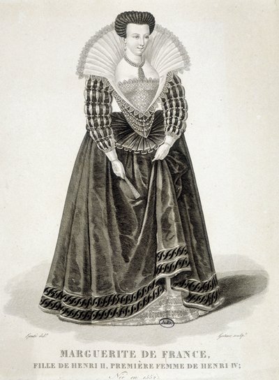 Portret van Margaretha van Valois, bekend als Koningin Margot (1553-1615), Koningin van Navarra, eerste vrouw van Hendrik IV. door School French