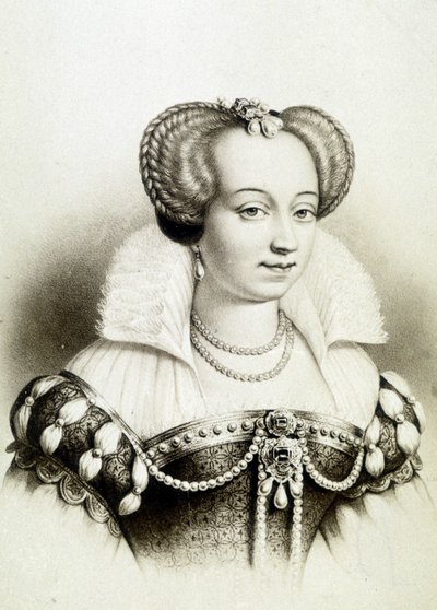 Portret van Margaretha van Valois, bekend als koningin Margot (1553-1615), koningin van Navarra, eerste vrouw van Hendrik IV door School French