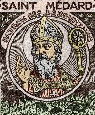Portret van Saint Medard, Medardus, bisschop van Noyon, uit de 