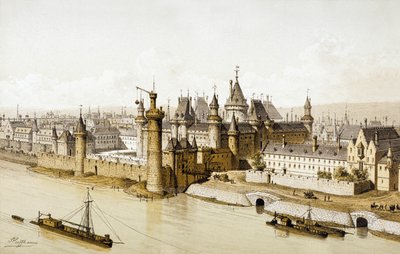 Het Louvre Paleis tijdens het bewind van Koning Karel V door School French