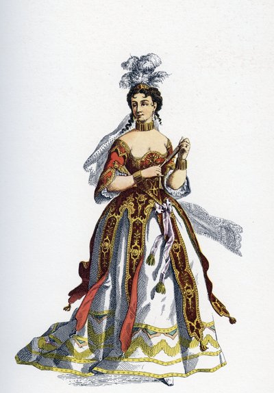 De prinses van Elide - Illustratie voor Voltooide Werken door Molière door School French