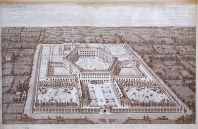 Zicht op de Rennes gevangenis voor vrouwen ontworpen door architect Alfred Normand, gepubliceerd door Intime-Club, Parijs door School French