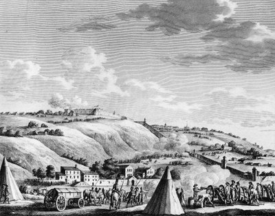 Oorlog van de Franse Revolutie en bewegingen tegen revolutionairen: Belegering en inname van de stad Lyon door het Franse Republikeinse leger op 9 oktober 1793 tegen de royalistische troepen. Parijs, Bibliotheek van het Instituut voor Geschiedenis van de R door School French