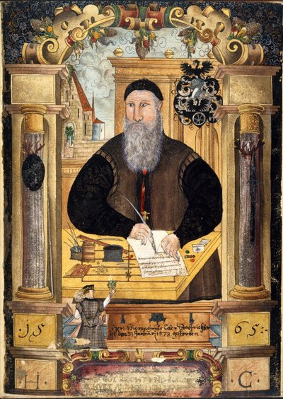Portret van Jerome Coeler de Oudere (gest. 1573) uit een verzameling memoires van de Coeler Familie, Neurenberg door School German