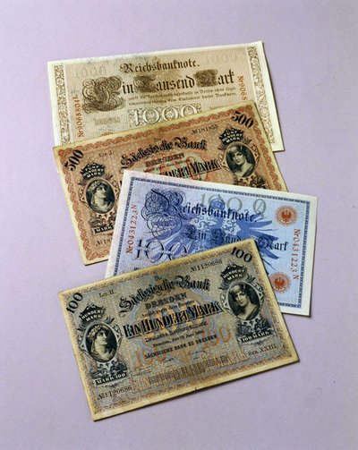 Duitse bankbiljetten in omloop van 1876-1917 door School German