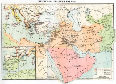 Kaart van het Kalifaatrijk in 750, uit 