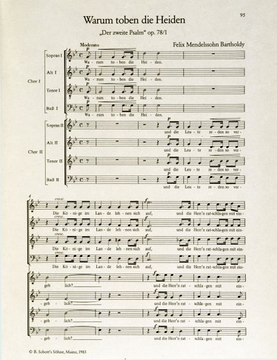 "Warum toben die Heiden" tweede psalm, op.38, door Felix Mendelssohn (litho) door School German