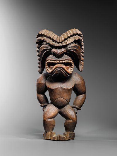 Hawaïaans figuur, kona stijl, die de oorlogsgod ku ka ’ili moku vertegenwoordigt, ca. 1780-1820 door School Hawaiian