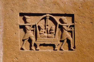 Detail van een van de Jain-tempels in Lodurva door School Indian