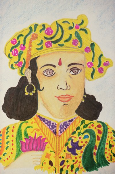 Keizer Ashoka (aquarel) door School Indian