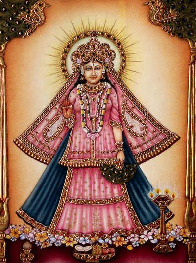 Godin Radha miniatuurschilderij op ivoor door School Indian
