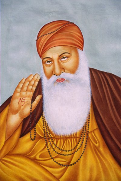Heer Guru Nanak miniatuurschilderij op papier door School Indian