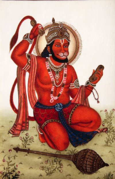 Heer Hanuman Miniatuurschilderij op Ivoor door School Indian