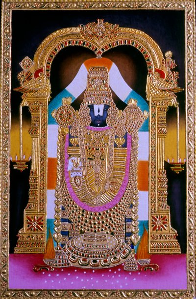 Miniatuurschilderij van Heer Tirupati Balaji, India door School Indian