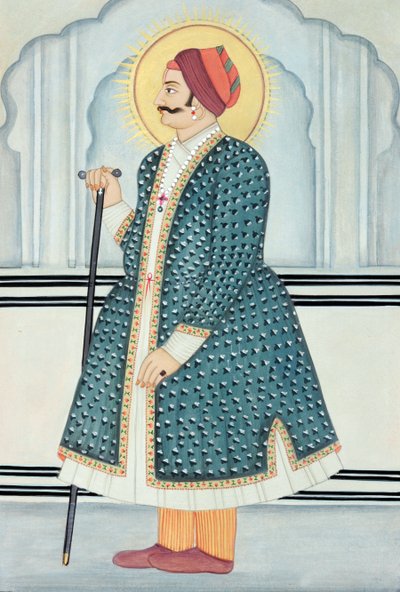 Miniatuurschilderij van Maharaja Sawai Jai Singh de Tweede, Jaipur door School Indian