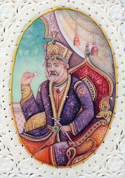 Miniatuurschilderij van Mughal Keizer Bahadur Shah Zafar door School Indian