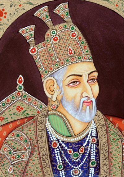 Miniatuurschilderij van Mughal keizer Bahadur Shah Zafar door School Indian