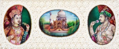 Miniatuurschilderij van Mughal keizer Jahangir met vrouw Noorjahan door School Indian
