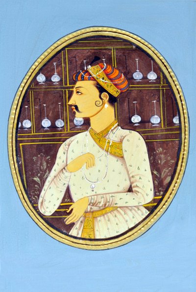 Miniatuurschilderij van Mughal-keizer Akbar India Azië door School Indian