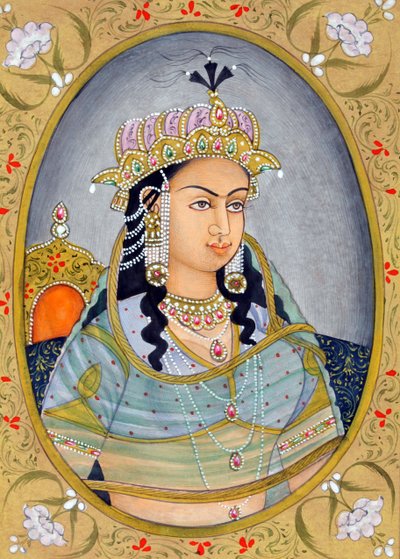 Miniatuurschilderij van Mughal koningin Mehrunissa, India, Azië door School Indian