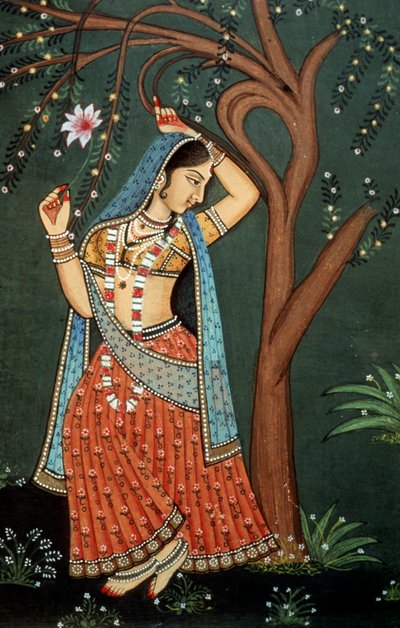 Miniatuurschilderij van jonge vrouw door School Indian