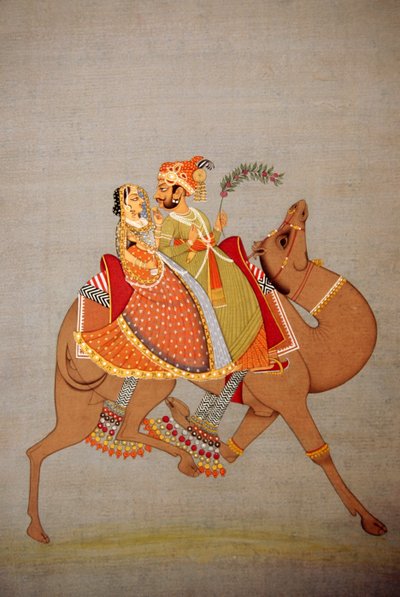 Miniatuurschilderij op papier, Dhala Maru, Rajasthan, India door School Indian