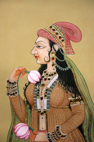 Portret van een koninklijke Mughal dame door School Indian