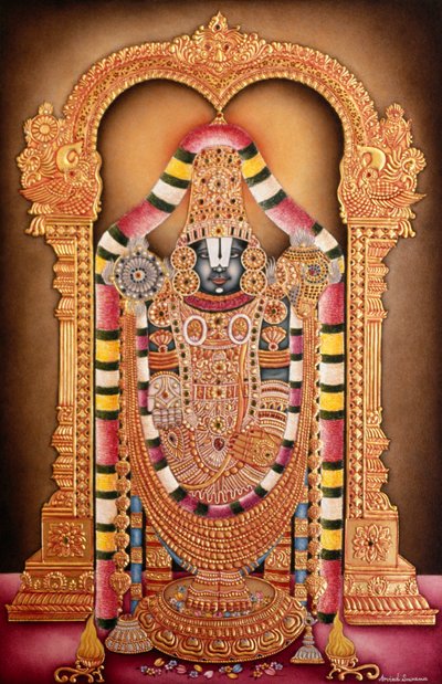 Miniatuurschilderij op papier van Tirupati Balaji door School Indian
