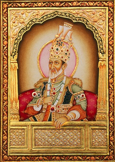 Mughal miniatuurschilderij Bahadur Shah Zafar door School Indian