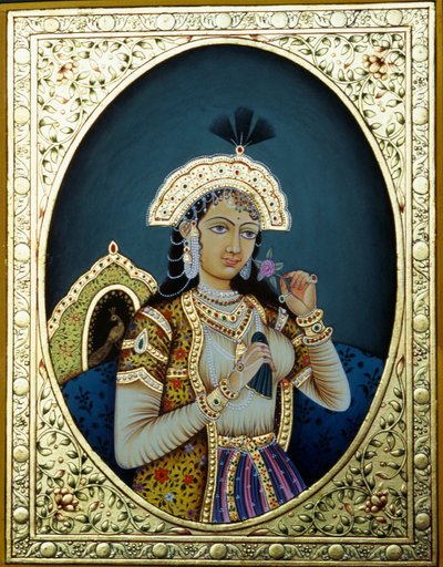 Mughal Prinses Mumtaz Mahal Miniatuurschilderij op Papier door School Indian