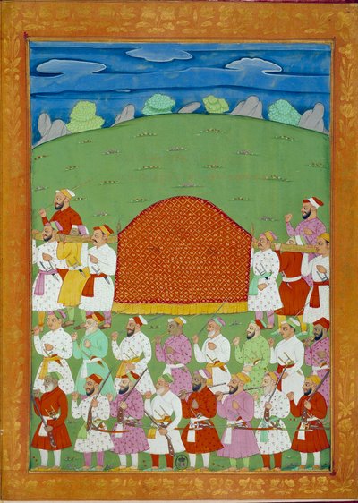 Palanquin van de concubines van de Sultan, hof van de Shah Alem. Indiase en Perzische miniaturen in 