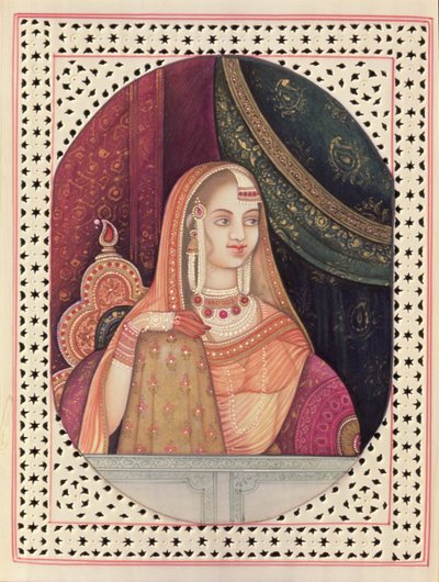 Portret van Jodhabai, Hoofdkoningin van Keizer Akbar (1542-1605) door School Indian