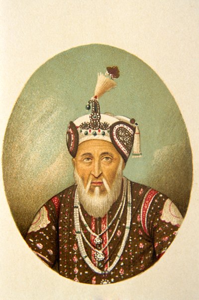 Portret van Mughal keizer Akbar Shah, India door School Indian