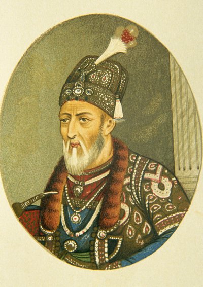 Portret van Mughal keizer Bahadur Shah II, India door School Indian