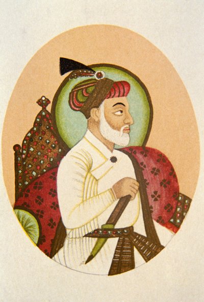 Portret van Mughal keizer Bahadur Shah, India door School Indian