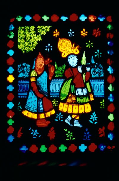 Radha Krishna op Glas-in-lood door School Indian