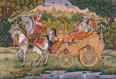 Radha en Krishna door School Indian