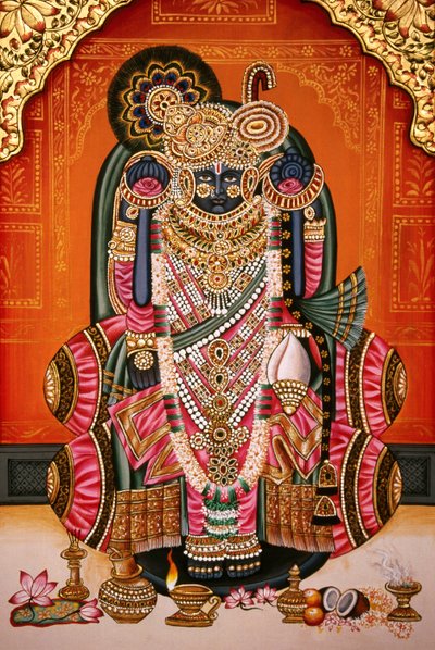 Shri Bankey Bihari miniatuurschilderij, Vrindavan, Mathura, India door School Indian