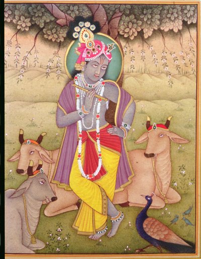 Shri Krishna (miniatuur) door School Indian