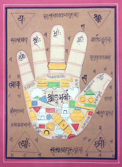 Tantrisch diagram van de linkerhand door School Indian