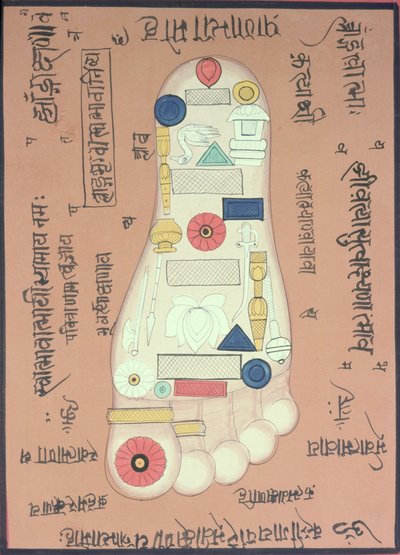 Tantrisch diagram van de rechtervoet door School Indian