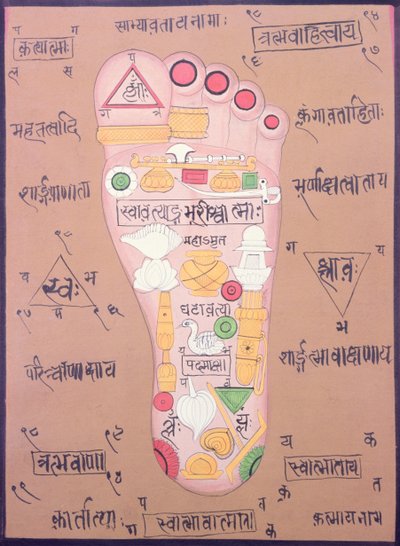 Tantrisch diagram van de rechtervoet door School Indian