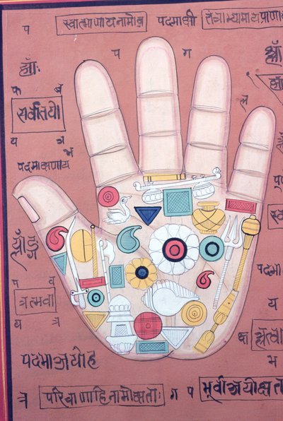 Tantrisch diagram van de rechterhand door School Indian