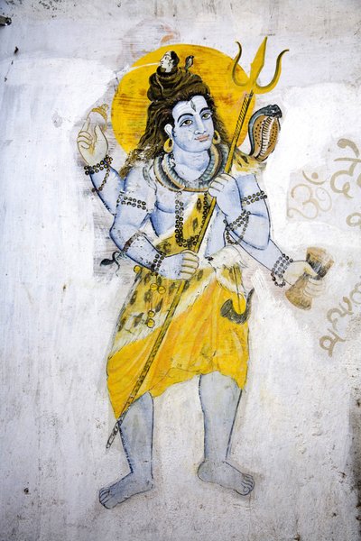 De god Shiva met een trishul door School Indian