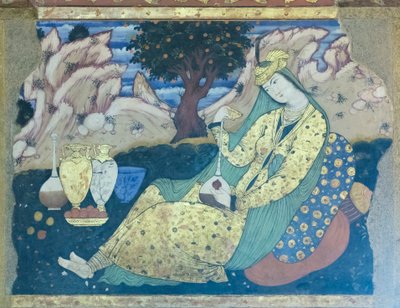 Fresco in het Chehel Sotoun-paleis, Esfahan, Iran door School Iranian