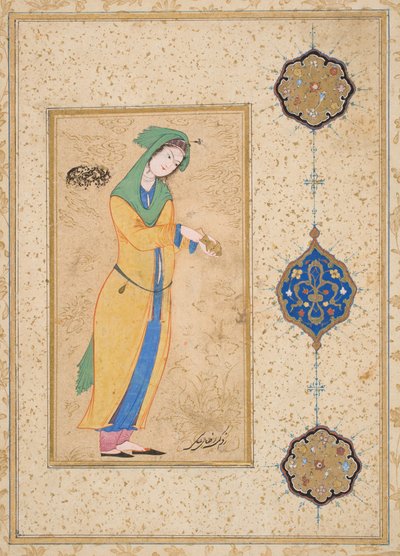 Houri staand in een tuin door School Iranian