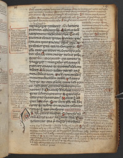 Harley 1802, f.19r, Gedecoreerde initiaal 