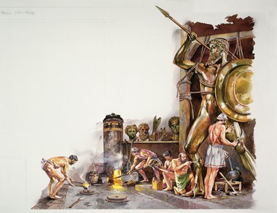 Oud Athene - reconstructie van een bronzen beeldhouwwerkplaats door School Italian