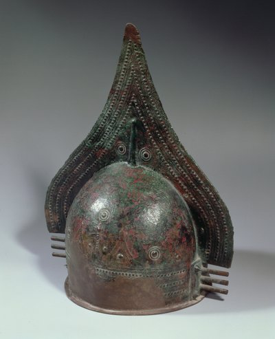 Bronzen helm, Villanovaperiode, 2e helft 8e eeuw v.Chr. door School Italian