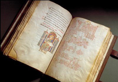 Evangelisch. Codex uit het klooster van Farfa. (Ms. E 16 folii 149v. 150r.) Rome, Biblioteca Vallicelliana door School Italian